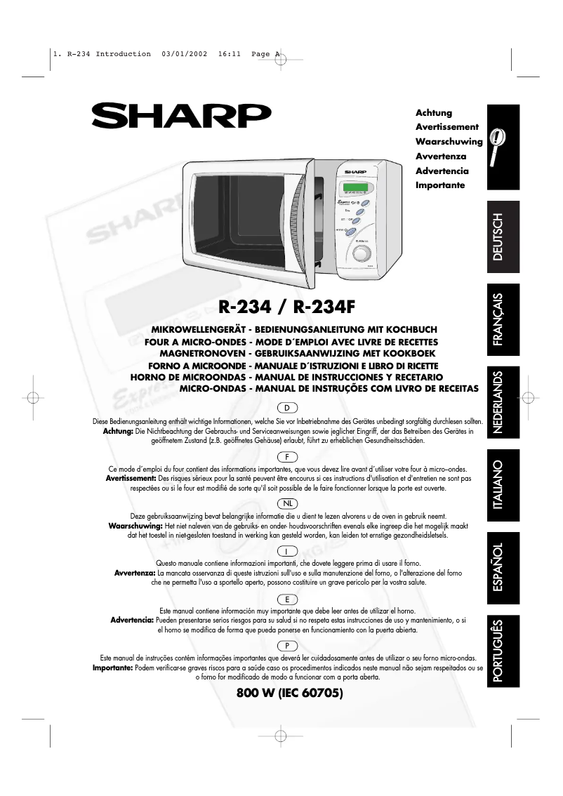 Página 1 del manual Manual de usuario Sharp R-234
