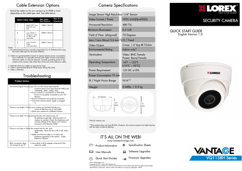 Página nº 1 - Manual de usuario Lorex VQ1138H