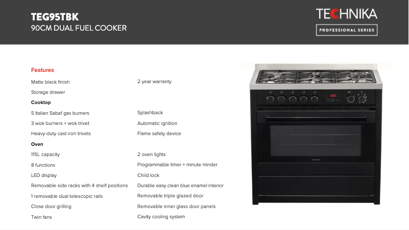 Imagen de la primera página del manual del dispositivo TEG95TBK