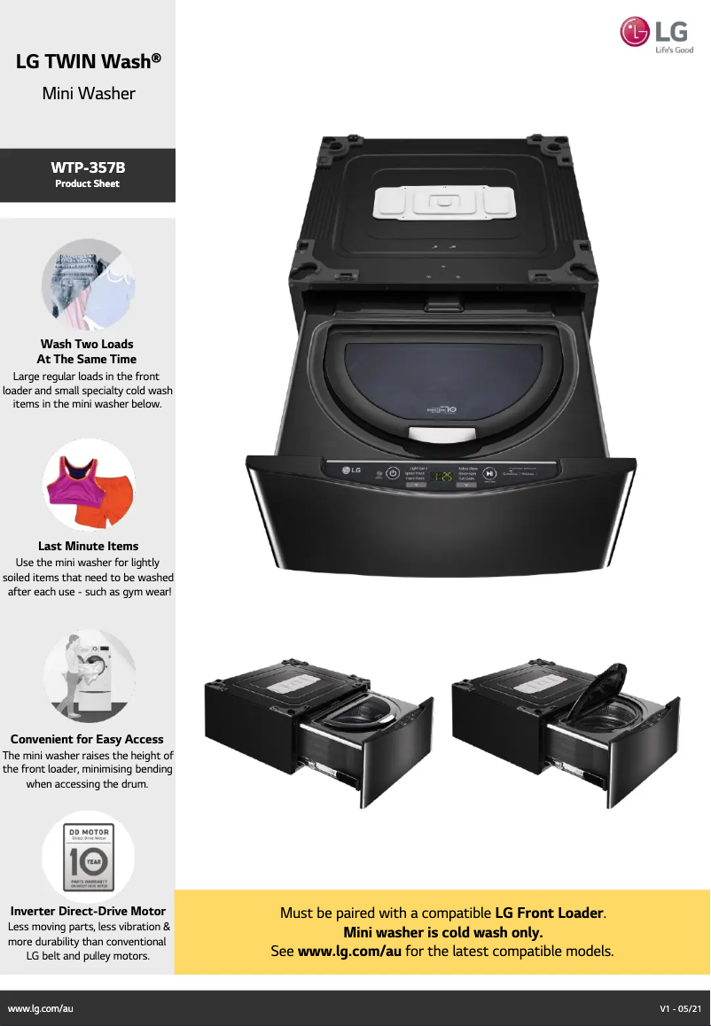 Página 1 del manual Ficha técnica LG WTP357B