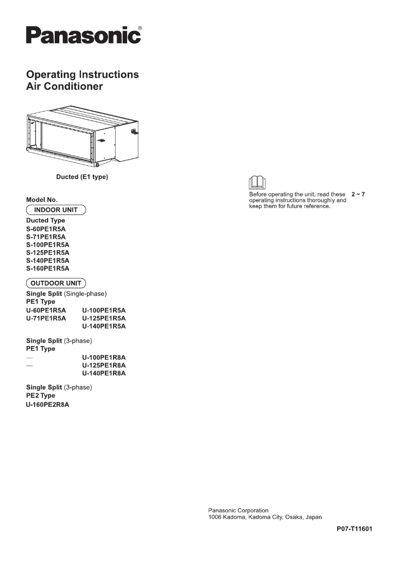Página 1 del manual Manual de usuario Panasonic U-100PE1R8A