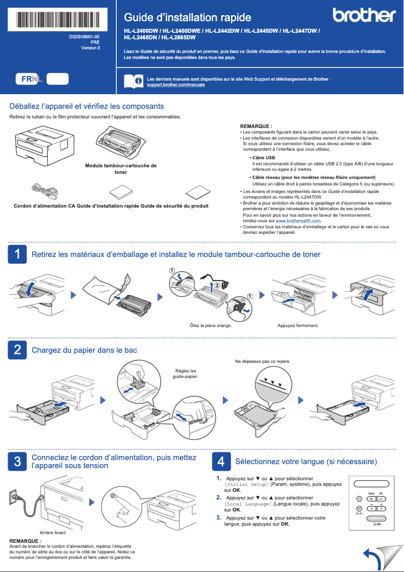 Imagen de la primera página del manual del dispositivo HL-L2445DW