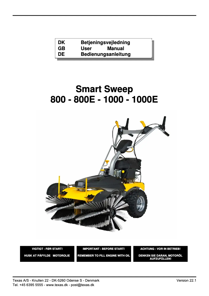 Imagen de la primera página del manual del dispositivo Smart Sweep 800E