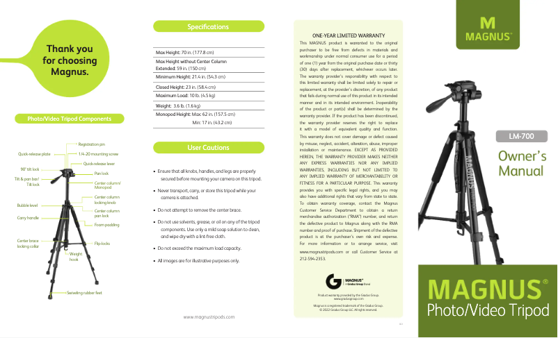 Imagen de la primera página del manual del dispositivo LM-700