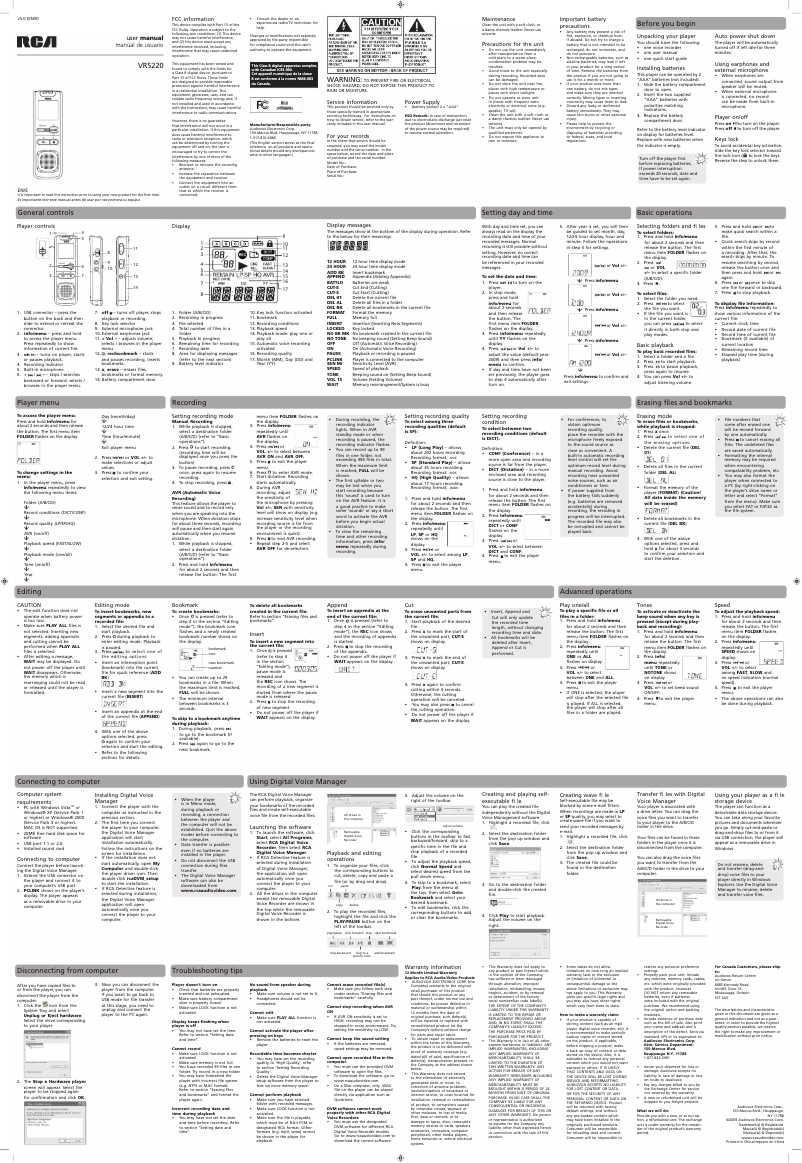 Página 1 del manual Manual de usuario audiovox VR5220