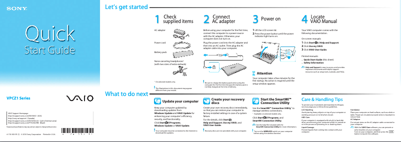 Imagen de la primera página del manual del dispositivo Vaio VPCZ11FHX