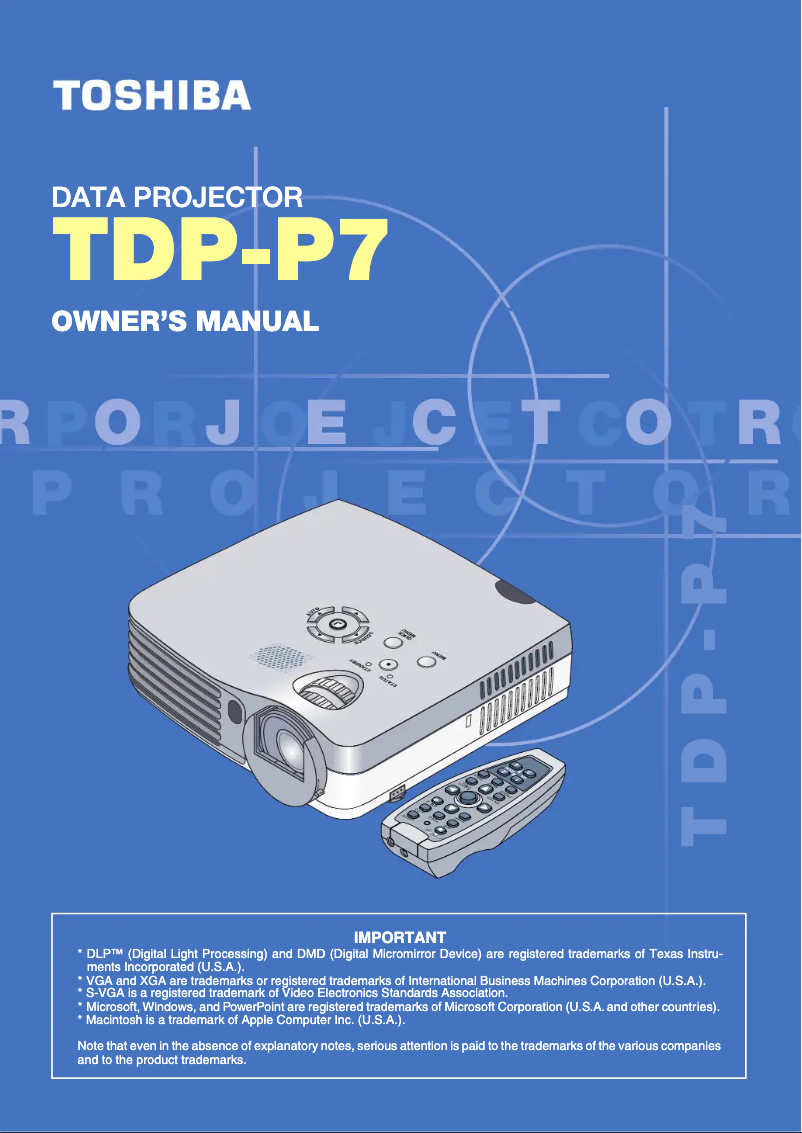 Imagen de la primera página del manual del dispositivo TDP-P7