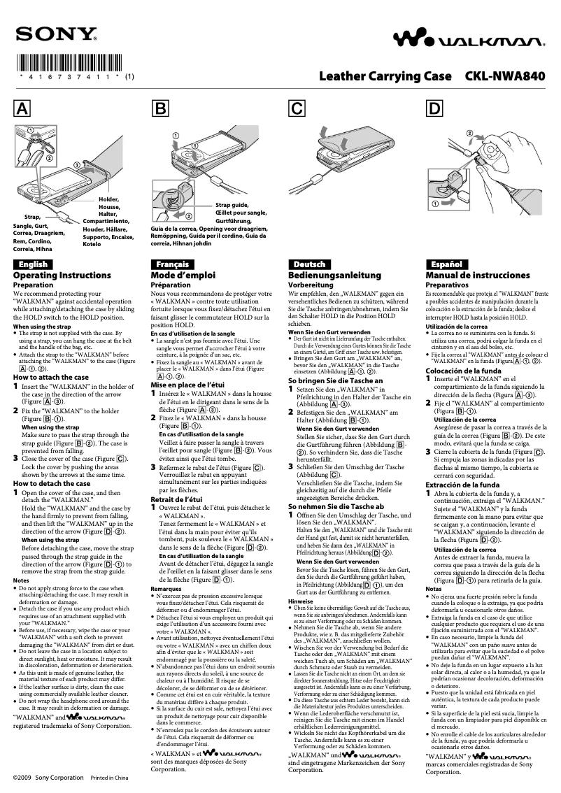 Página nº 1 - Manual de usuario Sony CKL-NWA840