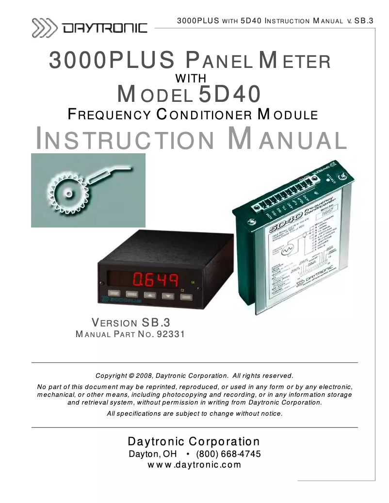 Imagen de la primera página del manual del dispositivo 3KPLUS-40