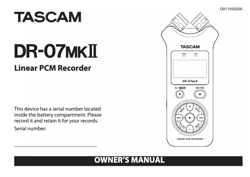 Página nº 1 - Manual de usuario Tascam DR-07MKII