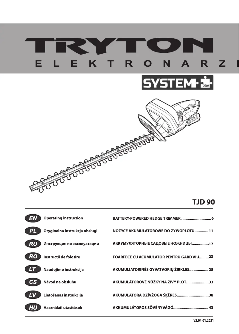 Imagen de la primera página del manual del dispositivo TJD90