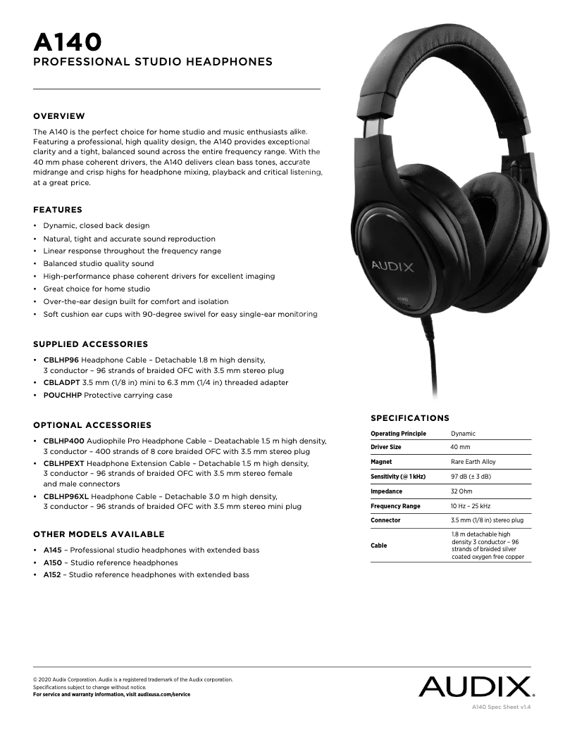 Imagen de la primera página del manual del dispositivo A140