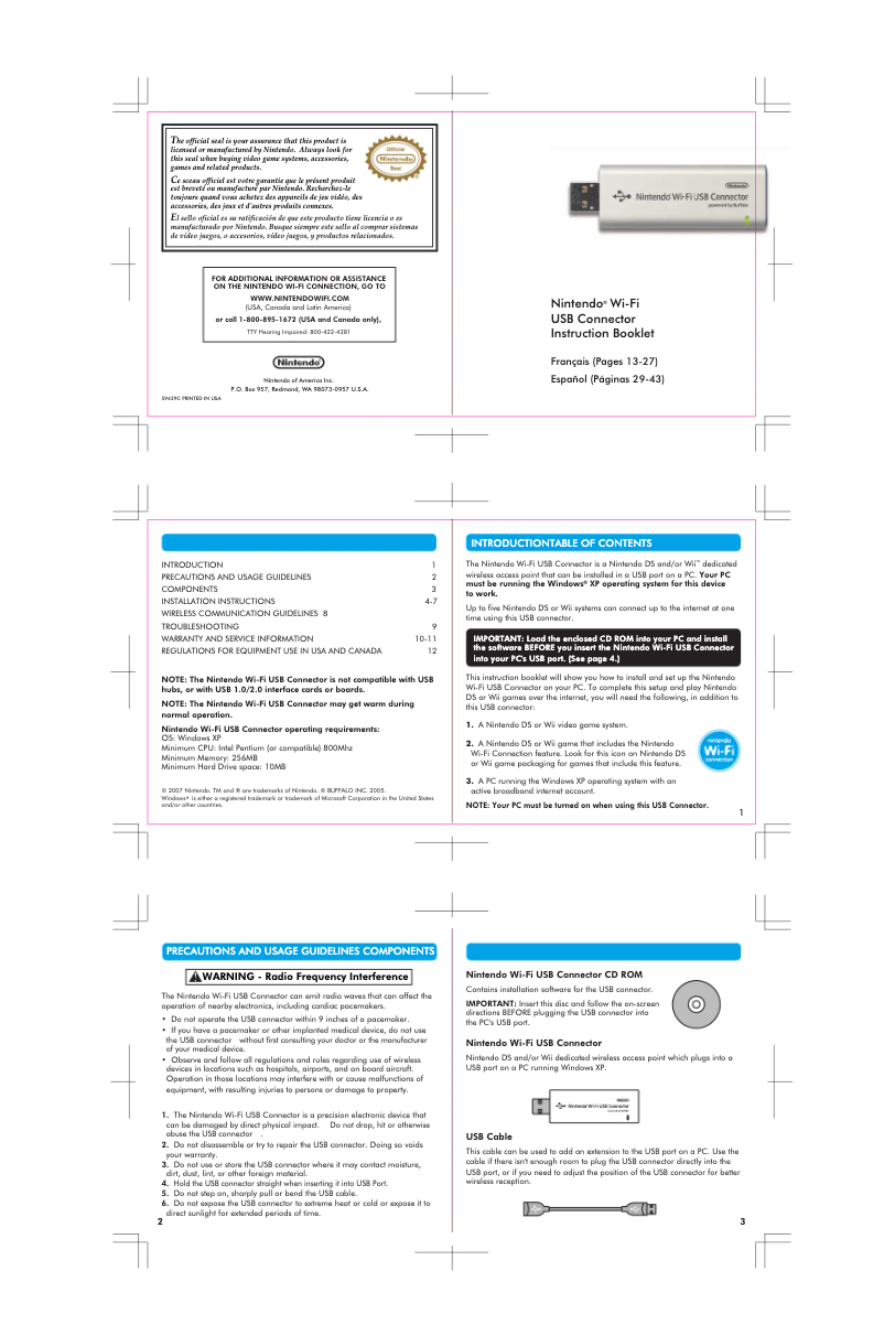 Imagen de la primera página del manual del dispositivo USB Connector