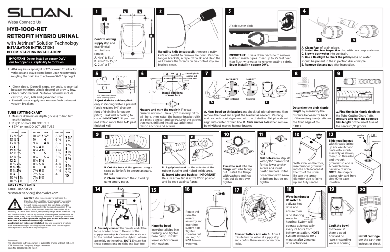 Página 1 del manual Manual de usuario Sloan HYB-1000-RET