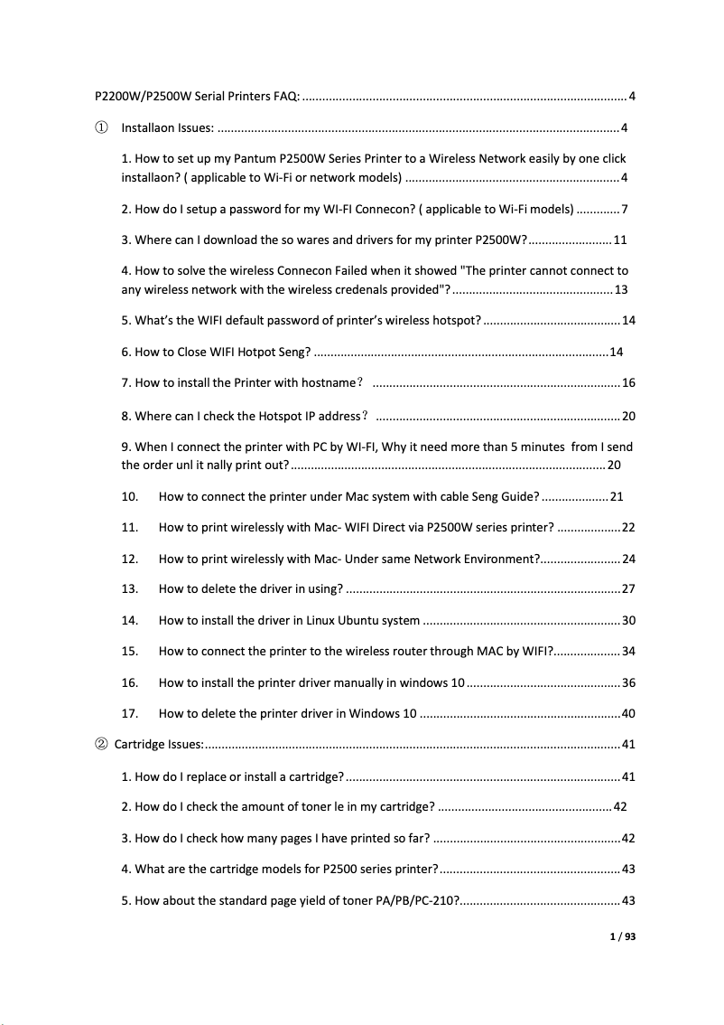 Imagen de la primera página del manual del dispositivo P2500W