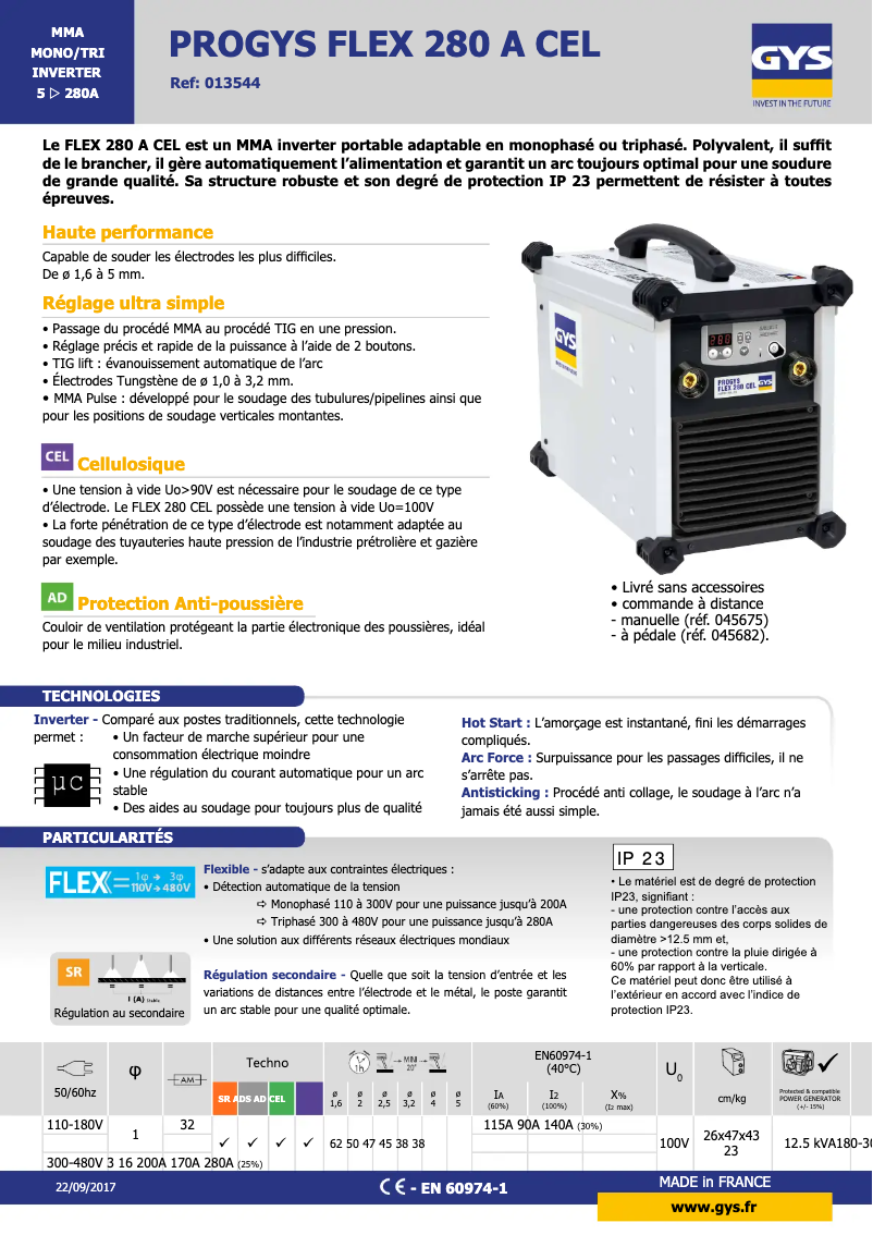 Imagen de la primera página del manual del dispositivo Progys Flex 280A CEL