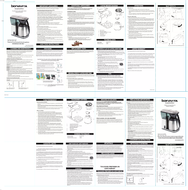 Página 1 del manual Manual de usuario Bonavita BV1800SSB
