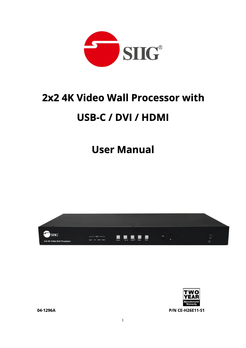 Imagen de la primera página del manual del dispositivo CE-H26E11-S1