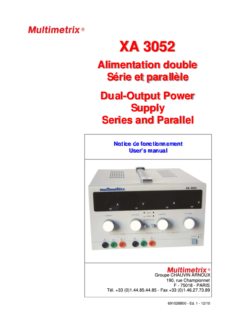 Página 1 del manual Manual de usuario Multimetrix XA3052