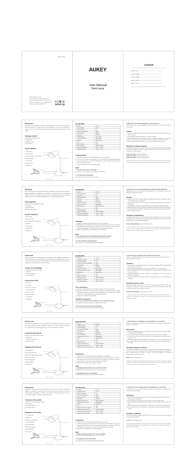 Imagen de la primera página del manual del dispositivo LT-ST13