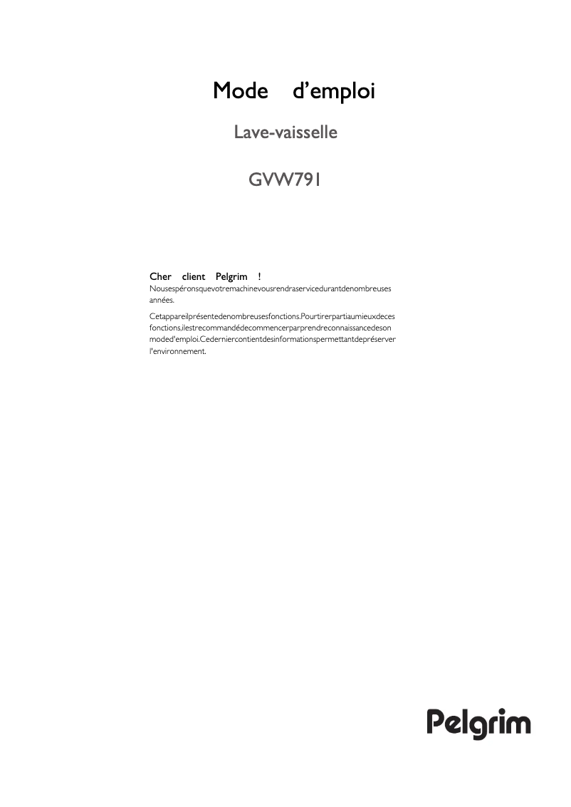 Imagen de la primera página del manual del dispositivo GVW791