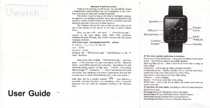 Página 1 del manual Manual de usuario U8 U-Watch