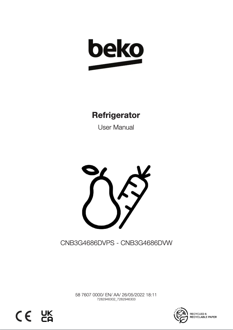 Página 1 del manual Manual de instrucciones Beko CNB3G4686DVW