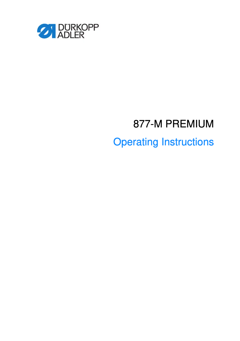 Página nº 1 - Manual de usuario Dürkopp Adler 877