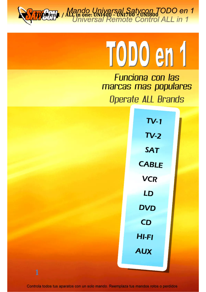 Imagen de la primera página del manual del dispositivo UNI800