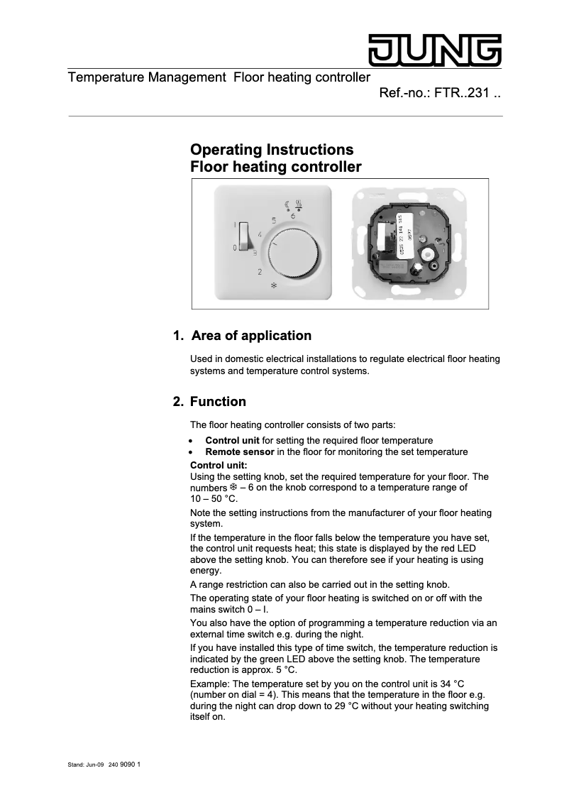 Página 1 del manual Manual de usuario JUNG FTRA231