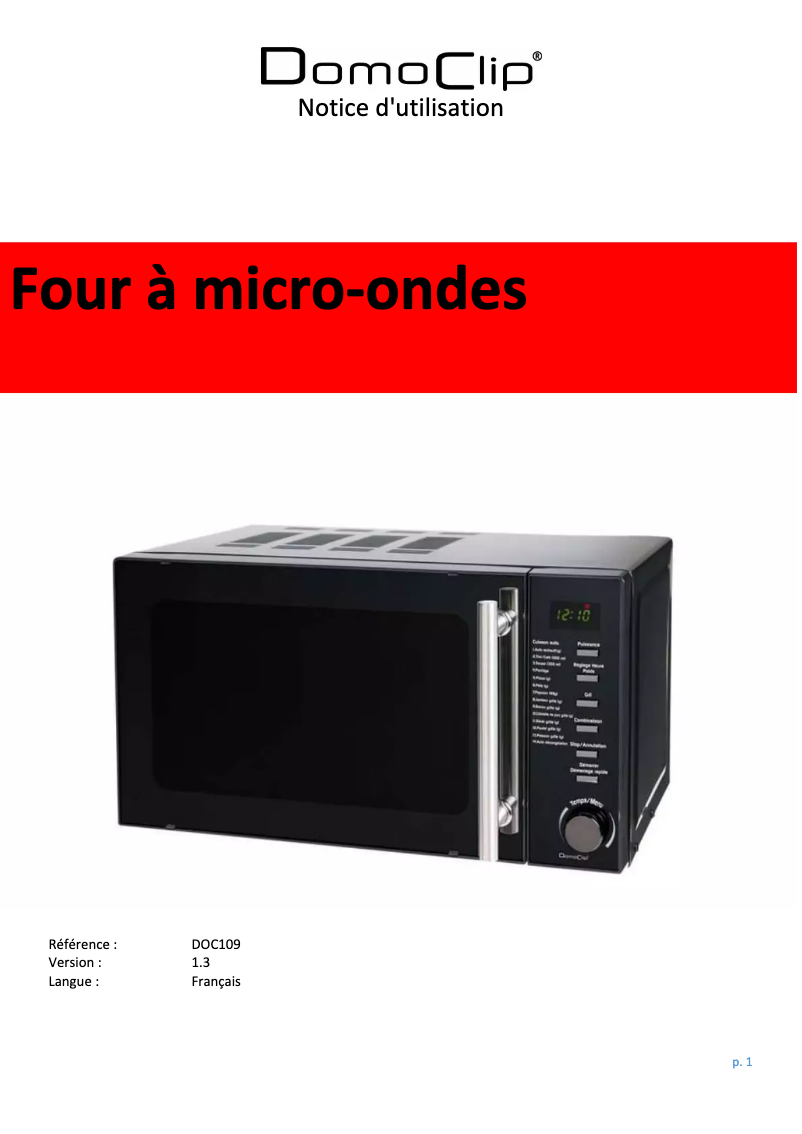 Imagen de la primera página del manual del dispositivo DOC109