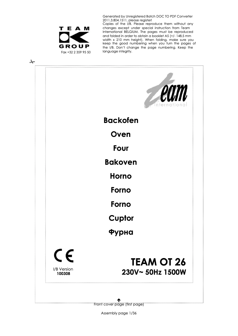 Imagen de la primera página del manual del dispositivo OT 26