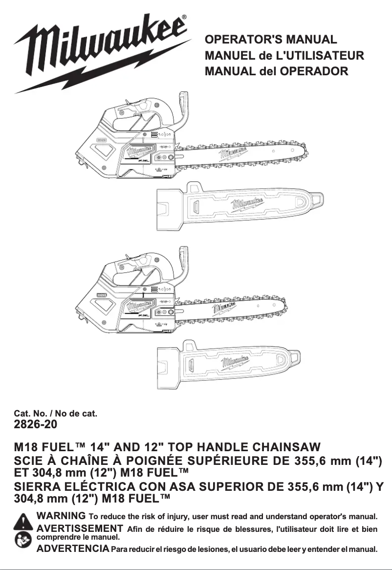 Imagen de la primera página del manual del dispositivo M18 FUEL 2826-22