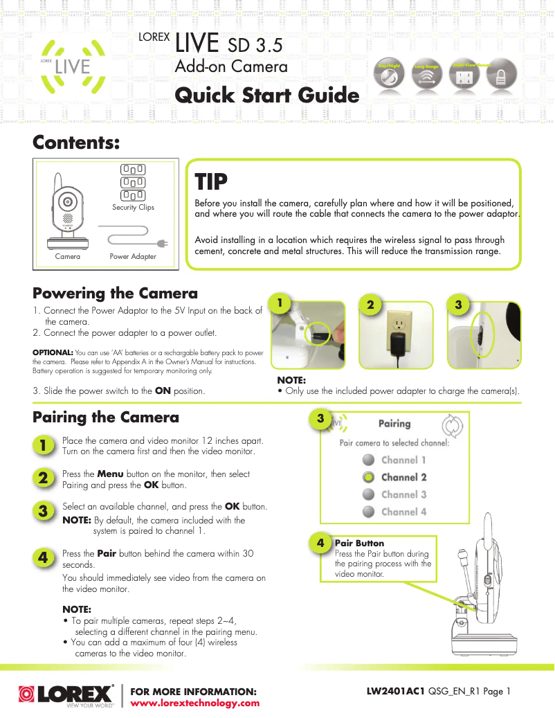 Imagen de la primera página del manual del dispositivo LW2401AC1