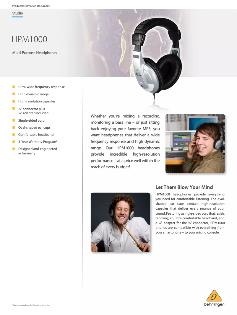 Imagen de la primera página del manual del dispositivo HPM1000