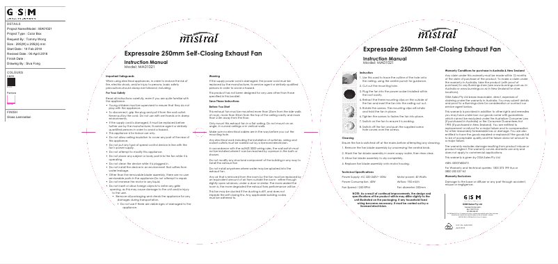 Página nº 1 - Manual de usuario Mistral MA01021