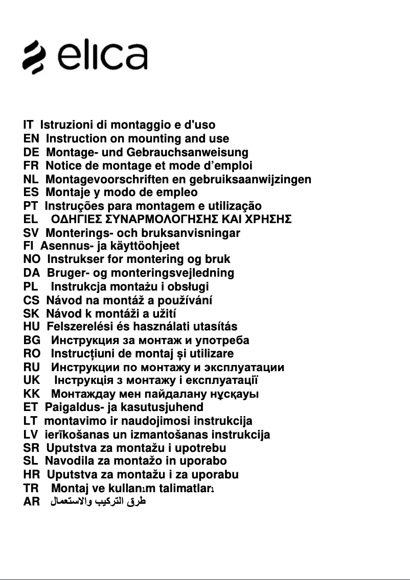 Página 1 del manual Manual de usuario Elica PRF0171194