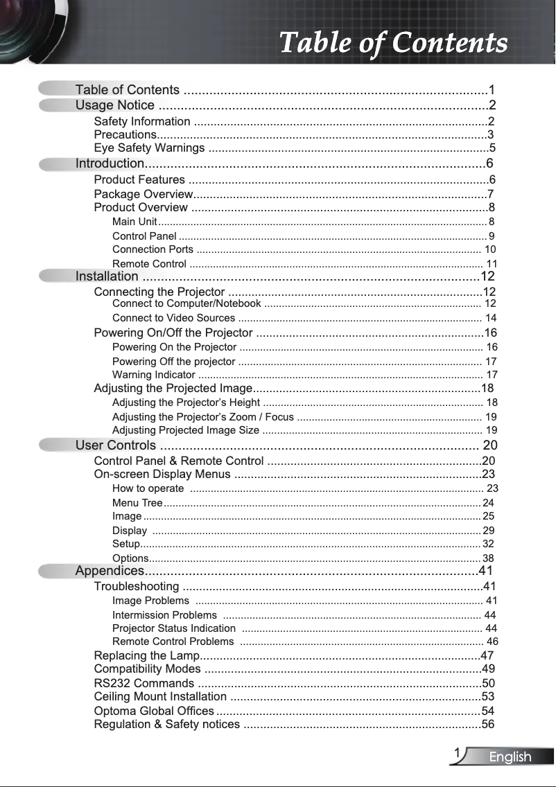 Página 1 del manual Manual de usuario Optoma EP752