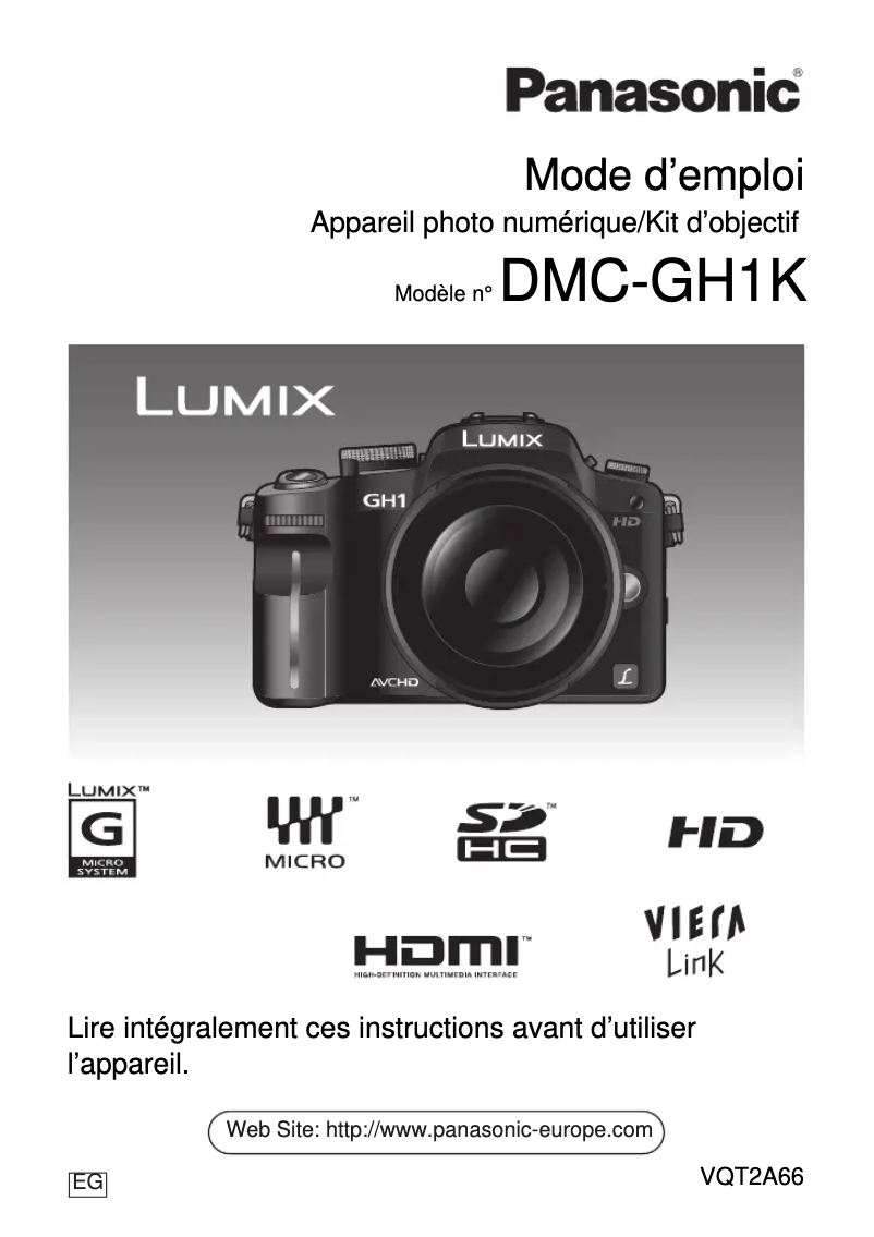 Imagen de la primera página del manual del dispositivo Lumix DMC-GH1
