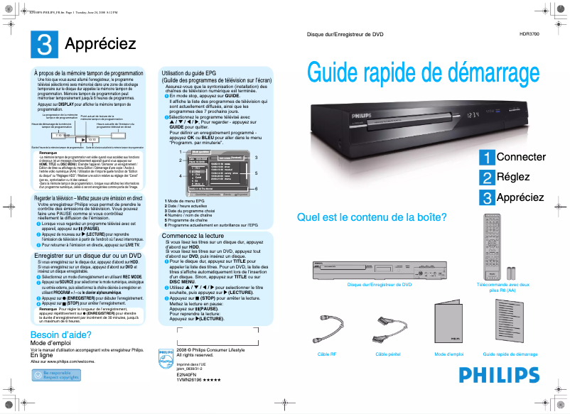 Imagen de la primera página del manual del dispositivo HDR3700