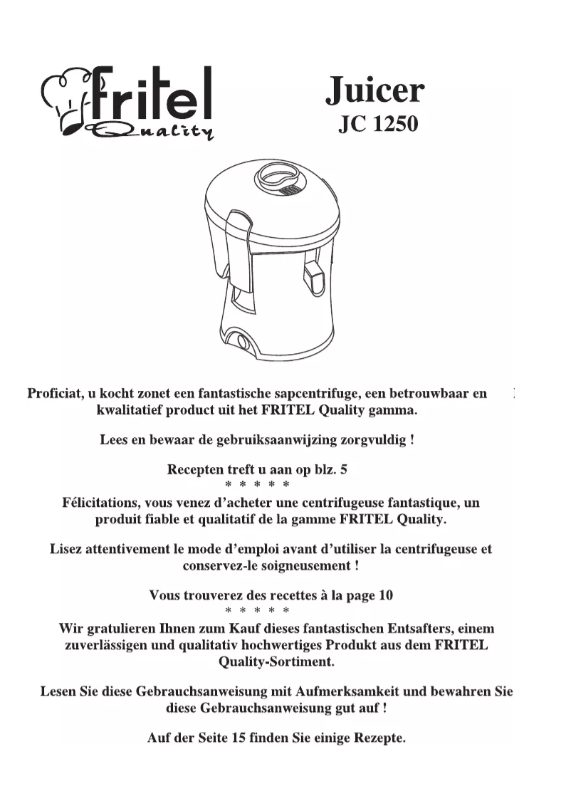 Imagen de la primera página del manual del dispositivo JC 1250