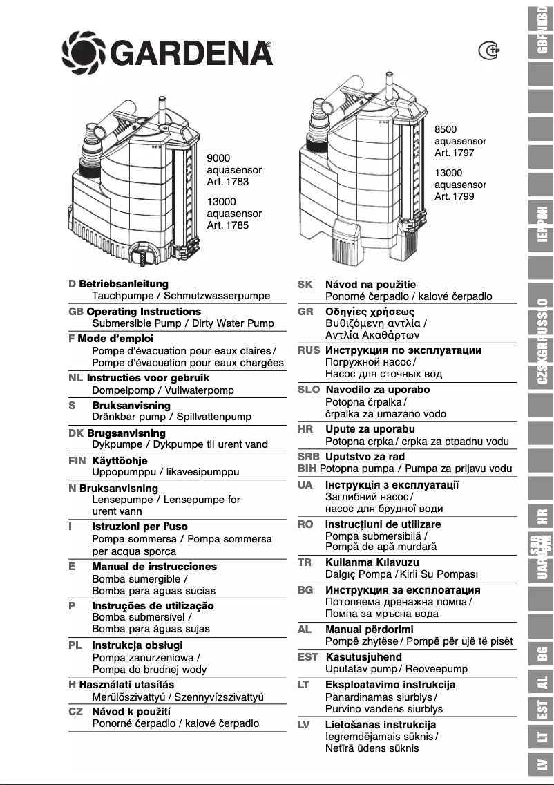 Página 1 del manual Manual de usuario Gardena Comfort Pump 8500