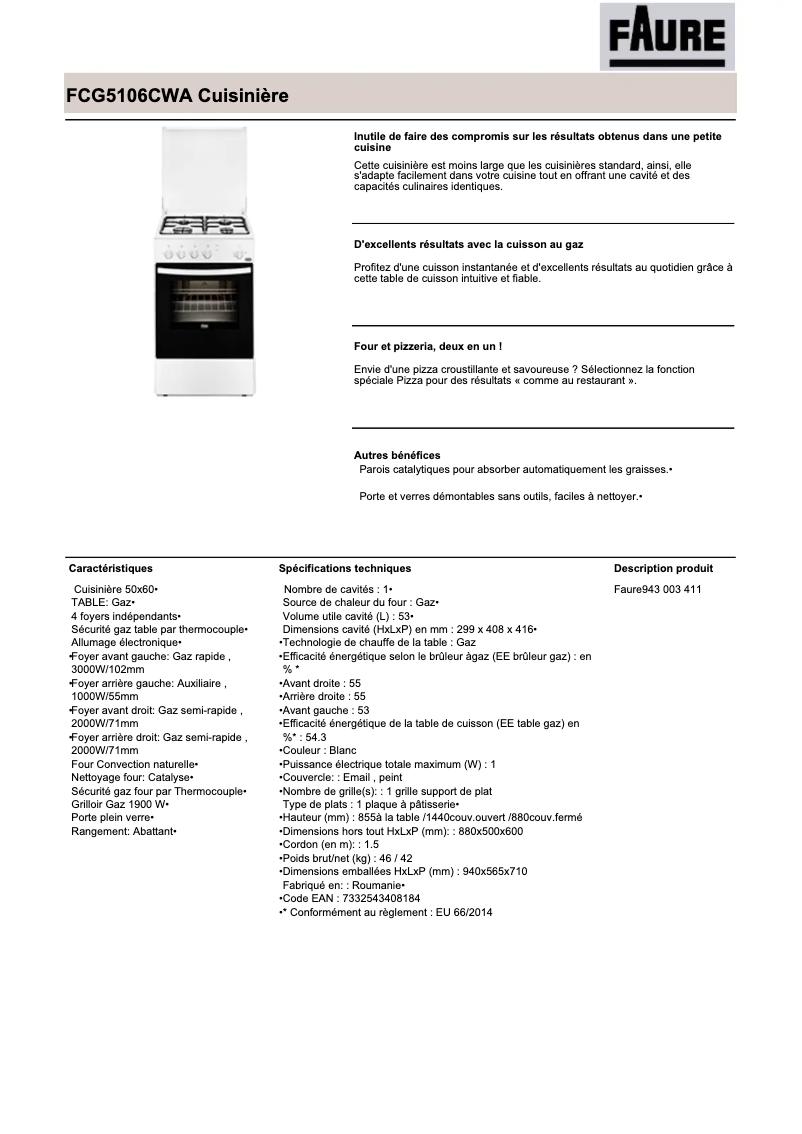 Página nº 1 - Manual de usuario Faure FCG5106CWA