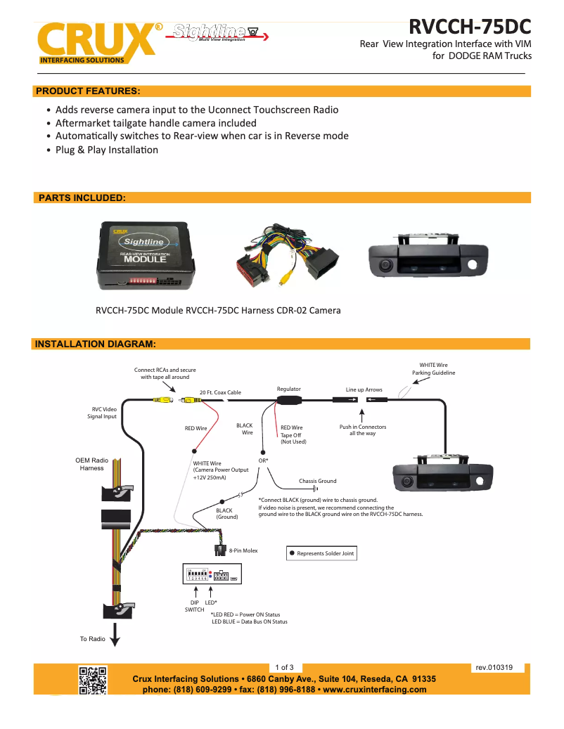 Imagen de la primera página del manual del dispositivo RVCCH-75DC