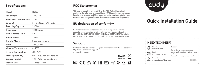 Página 1 del manual Manual de usuario Cudy HS105