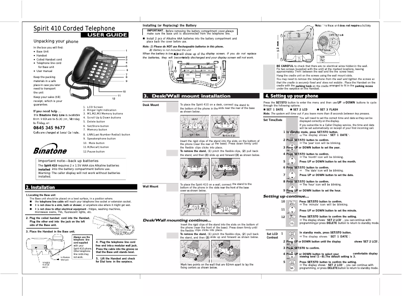 Imagen de la primera página del manual del dispositivo Spirit 410