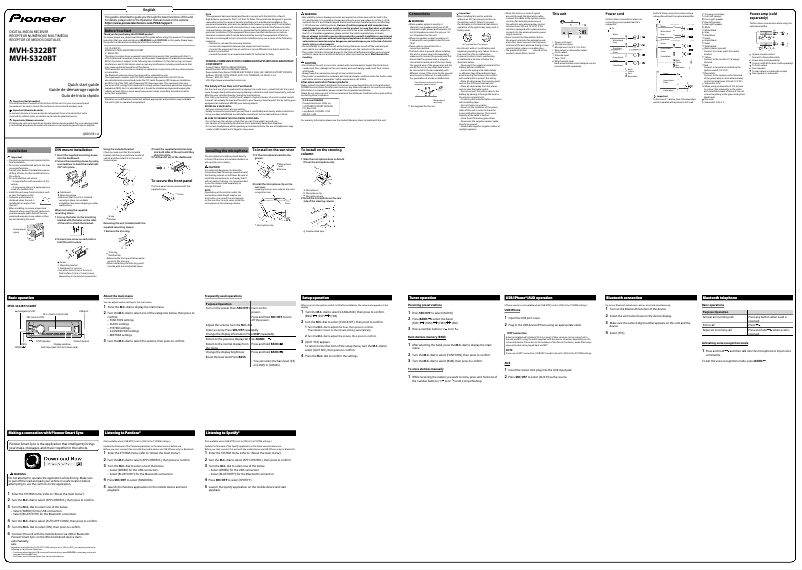 Imagen de la primera página del manual del dispositivo MVH-S322BT