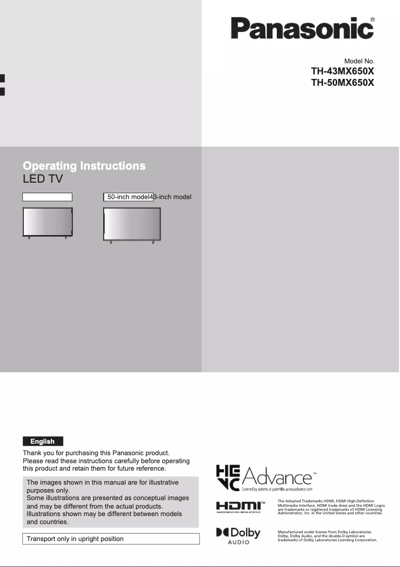 Imagen de la primera página del manual del dispositivo TH-43MX650X