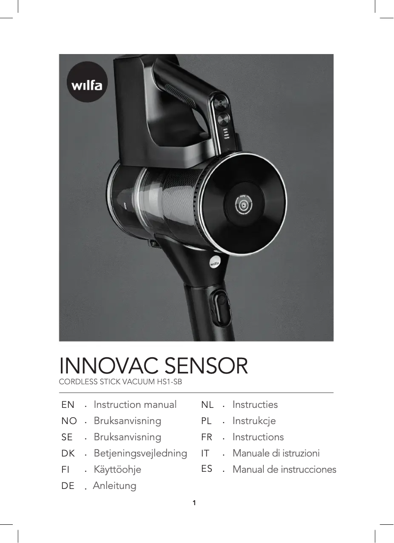 Página 1 del manual Manual de usuario Wilfa Innovac Sensor HS1-SB