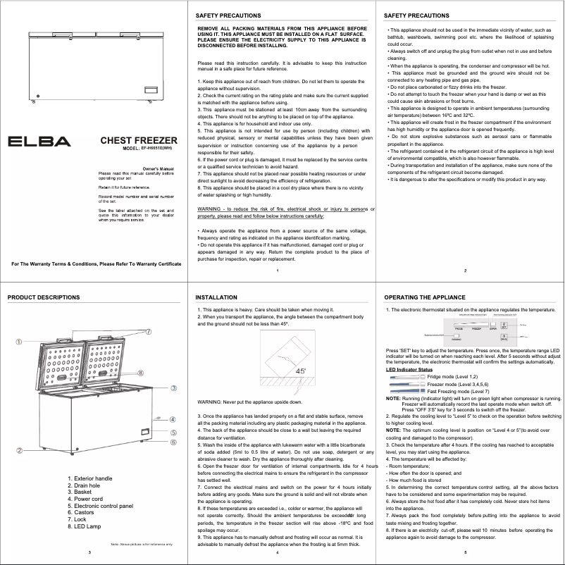 Imagen de la primera página del manual del dispositivo ARTICO EF-H6651E(WH)